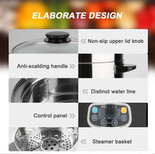 Load image into Gallery viewer, Secura Electric Food Steamer, Vegetable Double Tiered Stackable Baskets with Timer 1200W Fast Heating Stainless Steel Digital Steamer 8.5 Quart