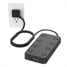 Load image into Gallery viewer, Power Strip Surge Protector, TESSAN Flat Plug Extension Cord with 8 Outlets 3 USB Charger(1 USB C), 1080 Joules Protection, Wall Mountable Charging Station for Home Office School Dorm Room Essentials