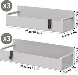 6 Pack Magnetic Spice Rack Organizer for Refrigerator and Oven, Light Grey Fridge Organizers and Storage for Kitchen