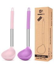 Load image into Gallery viewer, Pack of 2 Ladle Spoon,Silicone Large Spoon for Soup,Non Stick Kitchen Utensils with High Heat Resistant,BPA Free Perfect Kitchen Tools for Cooking, Stirring,Serving Soups (GREY-BLUE)