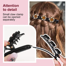 Load image into Gallery viewer, 2 Pcs Sparkling Crystal Stone Braided Hair Clips, 2024 New Satin Fabric Hair Bands Rhinestone Four-Leaf Clover Hair Clip,Duck Bill Clips for Women Girls (4 Pcs)