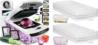 8 in 1 Vegetable Chopper + 2pcs Silicone Lid