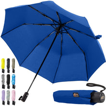 Load image into Gallery viewer, Windproof Compact Stick Umbrella for Rain, Travel One-Click Automatic Open and Close, Lightweight, Portable, Strong Reinforced Fiberglass Ribs, Easily Collapsible, Black