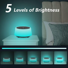 Load image into Gallery viewer, Color Noise Sound Machines with 10 Colors Night Light 25 Soothing Sounds and Sleep White Noise Machine 32 Volume Levels 5 Timers Adjustable Brightness Memory Function for Adults Kids Baby