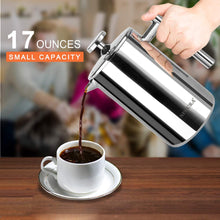 Load image into Gallery viewer, Secura French Press Coffee Maker, 304 Grade Stainless Steel Insulated Coffee Press with 2 Extra Screens, 34oz (1 Litre), Silver