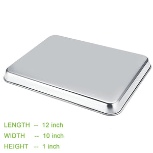 Baking Sheet Pan for Toaster Oven, Stainless Steel Baking Pans Small Metal Cookie Sheets by Umite Chef, Superior Mirror Finish Easy Clean, Dishwasher Safe, 9 x 7 x 1 inch, 3 Piece/set