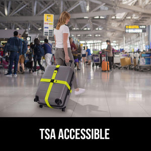 Heavy Duty 4 Pack Adjustable Luggage Straps for Suitcases, Easy to Identify Travel Belt Connector Holds Suitcase Together, Extends Life of Bag, Strap Connects Two Bags, Accessories Green