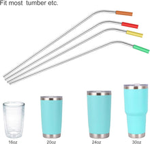 Load image into Gallery viewer, MUTNITT Set of 20 10.5&quot; Reusable Bent Stainless Steel Straws with 20 Silicone Tips 5 Cleaning Brush 1 Travel Case Eco Friendly Extra Long Metal Straw Drinking for 20 24 30 oz Tumbler