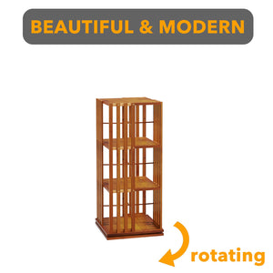 SpaceAid 6 Tier Rotating Bookshelf Tower, Bamboo Spinning Book Shelf, Revolving 360 Bookcase Storage Swivel Round Carousel, Vertical Rotate Turning Spiral Corner Organizer (6-Tier Walnut)