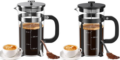 French Press Coffee Maker, 2 * 21 Ounce, Stainless Steel, Cold Brew Heat Resistant Borosilicate Glass Espresso Coffee & Tea Maker with 4 Filter