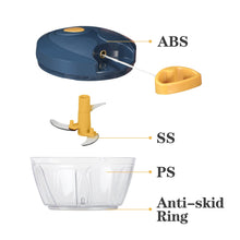 Load image into Gallery viewer, Manual Food Chopper Vegetable Cutter, Hand String Vegetable Chopper Onions Cutter for Vegetable Fruits Nuts BPA Free Food Safe Material, 550ml Gray