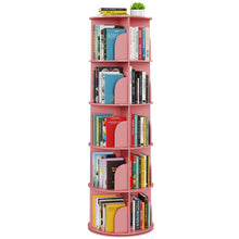 Load image into Gallery viewer, SpaceAid 4 Tier Rotating Bookshelf Tower, Spinning Bookcase Lazy Susan, Revolving 360 Book Shelf Storage Round Carousel, Vertical Rotate Turning Spiral Corner Organizer, White