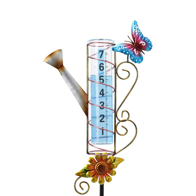 WONDER GARDEN Rain Gauge Outdoor, Decorative Hummingbird Rain Gauges Outdoors Best Rated, Freeze Proof Glass Water Rain Measure Gauge with Green Bead for Yard Patio Lawn Decor