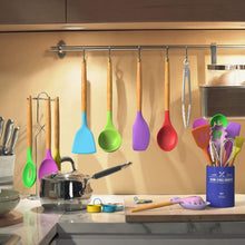 Load image into Gallery viewer, Umite Chef Kitchen Cooking Utensils Set, 33 pcs Non-Stick Silicone Cooking Kitchen Utensils Spatula Set with Holder, Wooden Handle Silicone Kitchen Gadgets Utensil Set (Khaki)