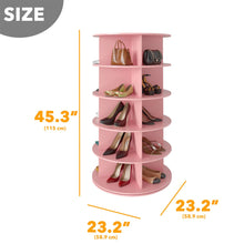Load image into Gallery viewer, SpaceAid 7 Tier Rotating Shoe Rack Tower, Spinning Shoe Display Lazy Susan, Revolving 360 Shoe Rack Storage Round Carousel, Vertical Handbag Rotate Shoes Closet Organization (7-Tier White)