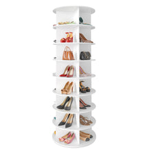Load image into Gallery viewer, SpaceAid 7 Tier Rotating Shoe Rack Tower, Spinning Shoe Display Lazy Susan, Revolving 360 Shoe Rack Storage Round Carousel, Vertical Handbag Rotate Shoes Closet Organization (7-Tier White)