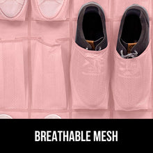 Load image into Gallery viewer, Over the Door Shoe Organizer, 24 Large Breathable Mesh Pockets, Space Saving Hanging Storage Holder, Closet Rack Hanger Holds Up to 40 lbs, Hangs on Closets for Shoes, Accessories, Black