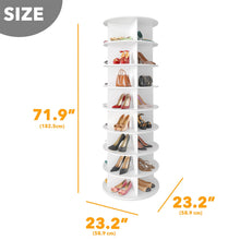 Load image into Gallery viewer, SpaceAid 7 Tier Rotating Shoe Rack Tower, Spinning Shoe Display Lazy Susan, Revolving 360 Shoe Rack Storage Round Carousel, Vertical Handbag Rotate Shoes Closet Organization (7-Tier White)