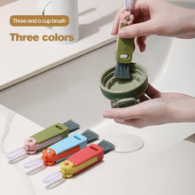 Load image into Gallery viewer, 3-in-1 Cup Lid Cleaning Brush Set, 3 Pack Mini Multi-Functional Crevice Cleaning Brushes, Soft &amp; Hard Bristle Brush Heads, Hook-Style Remover, Suitable for Cups, Bottles, Kettles &amp; More