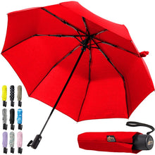 Load image into Gallery viewer, Windproof Compact Stick Umbrella for Rain, Travel One-Click Automatic Open and Close, Lightweight, Portable, Strong Reinforced Fiberglass Ribs, Easily Collapsible, Black