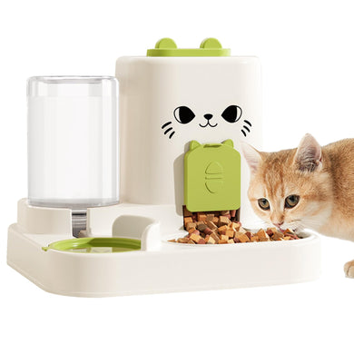 1.6L Auto Gravity Pet Feeder and 0.6L Water Dispenser Set, Automatic Pet Food Water Dispenser, Cage Cat Dog Food and Water Dispenser for Kitten Puppy Bunny Guinea Pig (Green)
