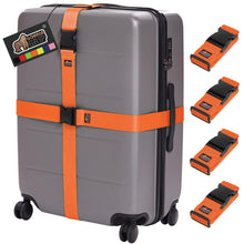 Load image into Gallery viewer, Heavy Duty 4 Pack Adjustable Luggage Straps for Suitcases, Easy to Identify Travel Belt Connector Holds Suitcase Together, Extends Life of Bag, Strap Connects Two Bags, Accessories Green