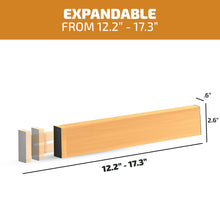 Load image into Gallery viewer, 4 Pack Drawer Dividers Bamboo 2.6&quot; High, 16-22&quot; Adjustable Drawer Organizers for Clothes, Expandable Dresser Separators in Bedroom/Bathroom/Kitchen/Office Organization and Storage (Natural)