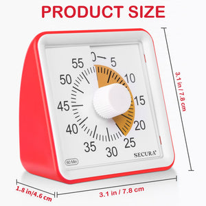 Secura 60-Minute Visual Timer, Classroom Timer, Countdown Timer for Kids and Adults, Time Management Tool for Teaching (Blue & Blue)