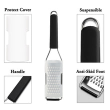 Load image into Gallery viewer, Lemon Zester Grater Three-piece Suit - Heavy Duty Kitchen Tool for Parmesan Cheese, Ginger, Garlic, Nutmeg, Chocolate, Vegetables，Fruits，Stainless Steel Grater Dishwasher Safe Black