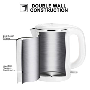Secura Stainless Steel Double Wall Electric Kettle Water Heater for Tea Coffee w/Auto Shut-Off and Boil-Dry Protection, 1.0L (Orange) SWK-1001DO/HB-K012