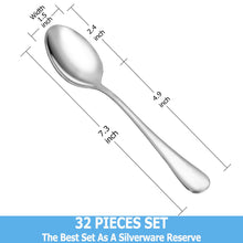 Load image into Gallery viewer, Dinner Spoon Set,16 Pcs 7.3&quot; Tablespoons,Premium Food Grade 18/10 Stainless Steel Spoons,Durable Metal Spoons,Tablespoon,Silverware Spoons Only,Mirror Finish &amp; Dishwasher Safe,Use for Home,Restaurant