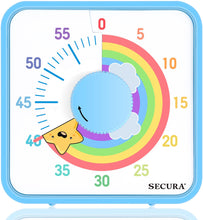 Load image into Gallery viewer, Secura 60-Minute Visual Countdown Timer, 7.5-Inch Oversize Classroom Visual Timer for Kids and Adults, Durable Mechanical Kitchen Timer Clock with Magnetic Backing (Blue)