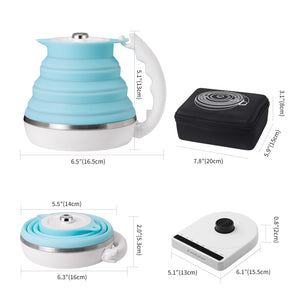 Ultrathin Food Grade Silicone Travel Foldable Electric Kettle Variable Temperature Control with Dual Voltage, Auto Shutoff & Boil Dry Protection & Keep Warm, 555ML 110-220V US Plug (Black)