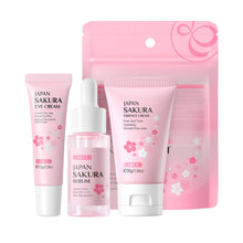 Load image into Gallery viewer, Skin Care Set JAPAN SAKURA Beauty Gift Sets Skin Care Kit with Cleanser, Toner, Lotion, Serum, Eye Cream, Face Cream, Make up Primer Travel Kit for Women Wife Mom 7pcs