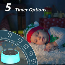 Load image into Gallery viewer, Color Noise Sound Machines with 10 Colors Night Light 25 Soothing Sounds and Sleep White Noise Machine 32 Volume Levels 5 Timers Adjustable Brightness Memory Function for Adults Kids Baby