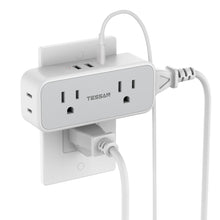 Load image into Gallery viewer, Surge Protector Outlet Extender, TESSAN Multi Plug Splitter with 4 Electrical Outlets 3 USB Ports(1 USB C), Multiple Plug Mini Wall Expander for Home Bathroom Office Dorm Room Essentials