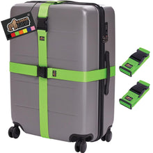Load image into Gallery viewer, Heavy Duty 4 Pack Adjustable Luggage Straps for Suitcases, Easy to Identify Travel Belt Connector Holds Suitcase Together, Extends Life of Bag, Strap Connects Two Bags, Accessories Green