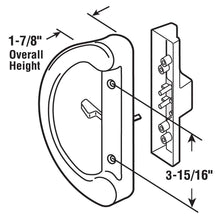 Load image into Gallery viewer, Patio Door Handle Set + Mortise Lock 45° Perfect Replacement for Sliding Glass Door Fits 3-15/16” Screw Hole Spacing, Non-keyed with Latch Locks,White Diecast,Reversible Design(Non-Handed)