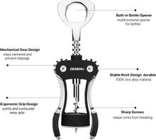 Load image into Gallery viewer, Premium Wing Corkscrew Wine Opener with Multifunctional Bottle Openers Smooth Edge Side Can Opener Manual with Durable Sharp Blade