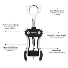 Load image into Gallery viewer, Beneno Wine Opener, Zinc Alloy Premium Wing Corkscrew with Multifunctional Bottles Opener, Sharp Wine Corkscrew with Ergonomic Non-Slip Wing Handle, Upgrade