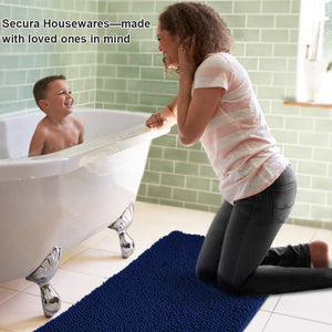 Secura Bathroom Rugs, 47 x 28 Inches, Extra Soft & Thick, Absorbent Water Bath Mat, Machine Washable Non-Slip Bath Mats for Bathroom, Shower, and Tub, Home Decor Accessories (Gray)