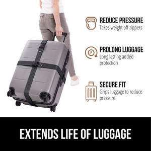 Heavy Duty 4 Pack Adjustable Luggage Straps for Suitcases, Easy to Identify Travel Belt Connector Holds Suitcase Together, Extends Life of Bag, Strap Connects Two Bags, Accessories Green
