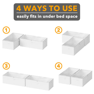 SpaceAid 2 Pack 10" High Under Bed Storage Containers, Large Underbed Storage Organizer Bins with Lids for Bedroom, Dorm, Clothes, Closet Organization, Bed Sheets and Blankets (Gray)