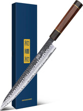 Load image into Gallery viewer, Sushi Knife Japanese Sashimi Knives 10 Inch, Hand Forged High Carbon Steel Yanagiba Knife, Kitchen Chef Knives for Cutting Sushi &amp; Sashimi, Fish Filleting