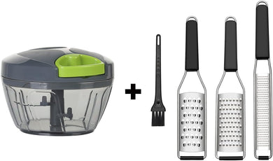 Manual Food Chopper Vegetable Cutter Cambom Cheese Grater Citrus Zester Lemon Zester Pack of 3-304 Stainless Steel