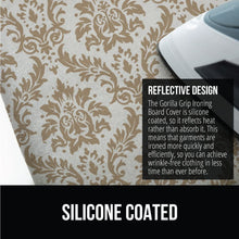 Load image into Gallery viewer, Ironing Board Cover and Pad, Silicone Coating, Thick Scorch Resistant Padding, Heavy Duty Iron Covers Standard Boards, Hook and Loop Fastener Strap, Silver, 15x54