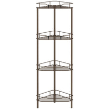 Load image into Gallery viewer, 4 Tier Floor Standing Corner Shower Caddy Organizer Shelf with Hooks, Bathroom Shelves Stand Rack, Black