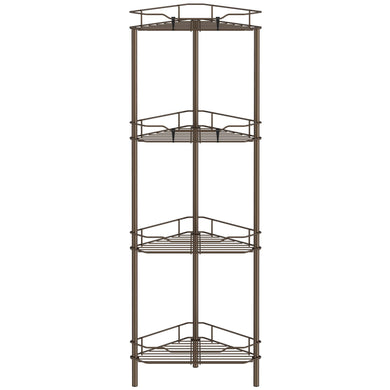 4 Tier Floor Standing Corner Shower Caddy Organizer Shelf with Hooks, Bathroom Shelves Stand Rack, Black