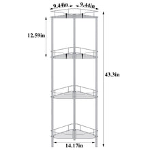 Load image into Gallery viewer, 4 Tier Floor Standing Corner Shower Caddy Organizer Shelf with Hooks, Bathroom Shelves Stand Rack, Black