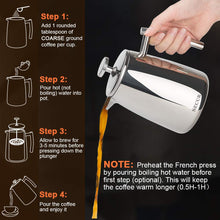Load image into Gallery viewer, Secura French Press Coffee Maker, 50-Ounce, 304 Stainless Steel Insulated Coffee Press with Extra Screen